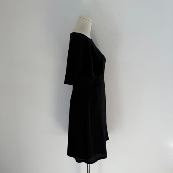 Maggy London Flutter Sleeve Crepe Sheath Dress | Black | Womens Size 4 - Picture 2 of 5
